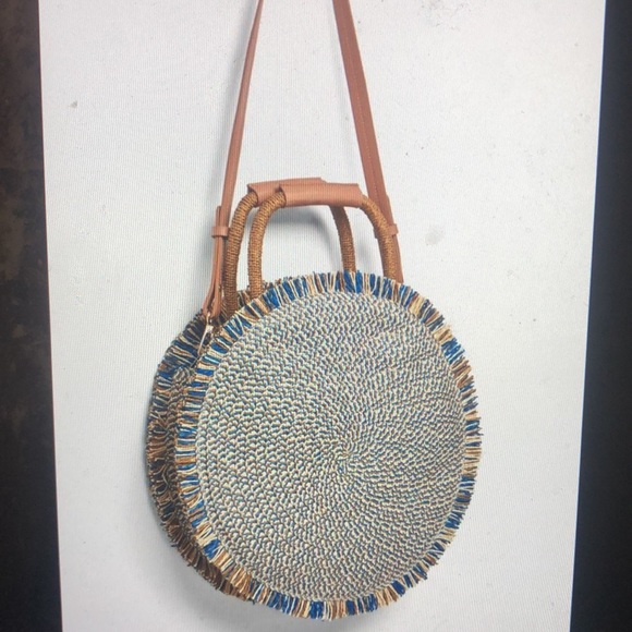 New Zara Round Woven Basket Rattan Cross Body - Picture 4 of 9